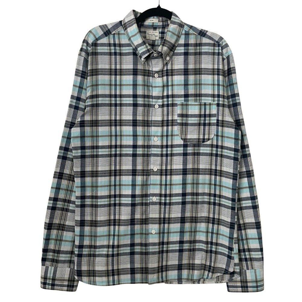 J. Crew Shirt Mens Large Indian Madras Slim Fit‎ Plaid Button Down Long Sleeve